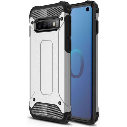 Mobigear Outdoor Samsung Galaxy S10 Hülle Hardcase Backcover Stoßfest - Silber