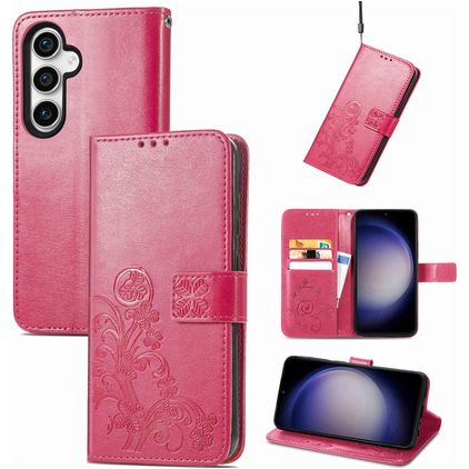 Mobigear Clover Samsung Galaxy S23 FE Hülle Klapphülle Geldbörse - Magenta