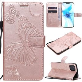 Mobigear Pressed Butterfly Bookcase Case Rose Gold Apple iPhone 12/12 Pro