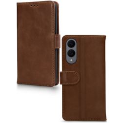 Mobilize Wallet Samsung Galaxy S25 Edge Hülle Echtes Leder Klapphülle Geldbörse - Braun