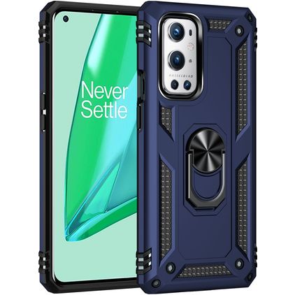 Mobigear Armor Ring OnePlus 9 Pro Hardcase Backcover Shockproof mit Ringhalter - Blau