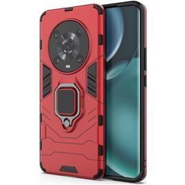 Mobigear Armor Ring HONOR Magic 4 Pro Hülle Hardcase Backcover Stoßfest mit Ringhalter - Rot