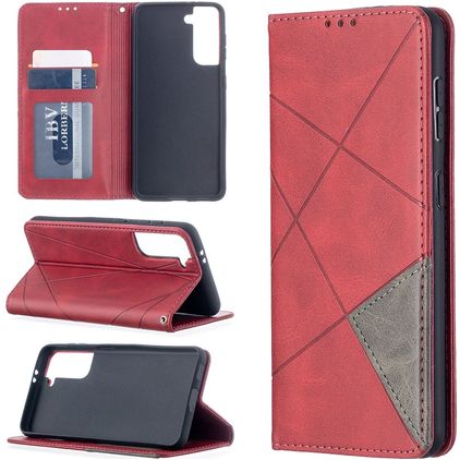 Mobigear Rhombus Slim Samsung Galaxy S21 Hülle Klapphülle - Rot