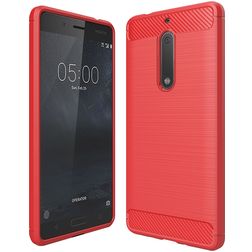 Mobigear Brushed Slim Nokia 5 Hülle Flexibles TPU Backcover - Rot