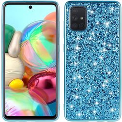 Mobigear Glitter Samsung Galaxy A73 Hülle Hardcase Backcover - Blau
