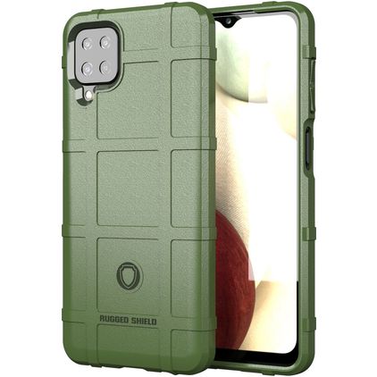Mobigear Rugged Shield Samsung Galaxy A12 Hülle Flexibles TPU Backcover Stoßfest - Grün