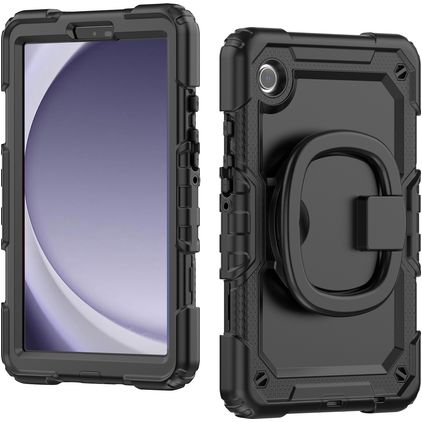 Mobilize Rotating Defender Samsung Galaxy Tab A9 (2023) Hülle Kunststoff / Silikon Backcover + Schultergurt + Ständer - Schwarz