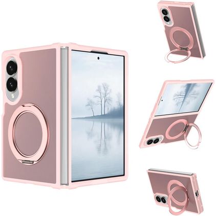 Mobigear 360 Rotating Ring Samsung Galaxy Z Fold 8 Ultra MagSafe Hülle Hardcase Backcover mit Ringhalter - Pink