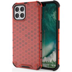 Mobigear Honeycomb iPhone 12 Pro Max Hülle Hardcase Backcover Stoßfest - Rot
