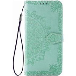 Mobigear Mandala Motorola One Fusion Plus Klapphülle Portemonnaie - Türkis