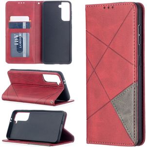 Mobigear Rhombus Slim Samsung Galaxy S21 Hülle Klapphülle - Rot