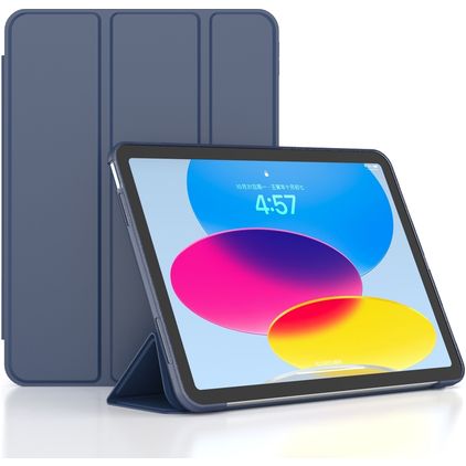 Mobigear Tri-Fold Gel iPad 10 (2022) Hülle TPU,Kunstleder Klapphülle - Dunkelblau