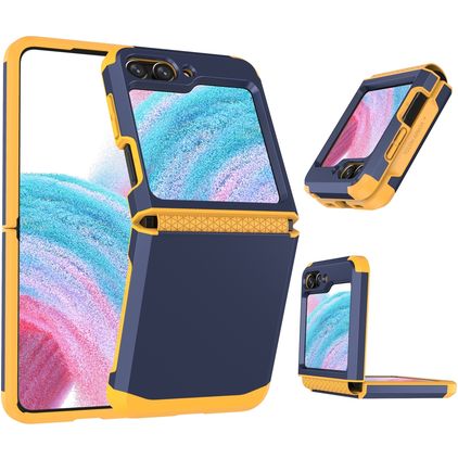 Mobigear Non-slip Armor Samsung Galaxy Z Flip 5 Hardcase Backcover Shockproof - Blau / Gelb