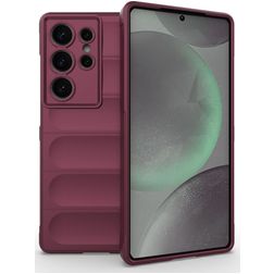 Mobigear Bumpy Samsung Galaxy S25 Ultra Hülle Flexibles TPU Backcover - Rot