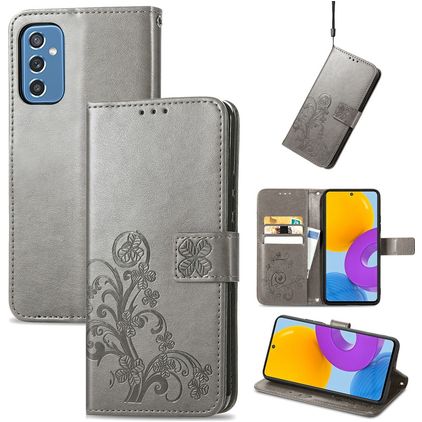 Mobigear Clover Samsung Galaxy M52 Klapphülle Portemonnaie - Grau