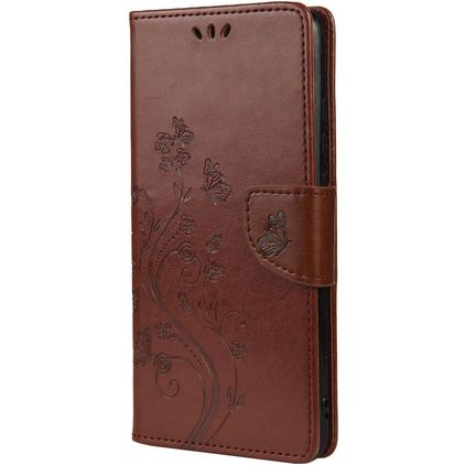 Mobigear Flowers Samsung Galaxy A53 Hülle Klapphülle Geldbörse - Braun