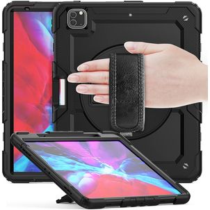 Mobigear SureGrip Xtreme iPad Air 13 Zoll (2024) Hülle Kunststoff,Silikon Backcover + Stifthalter + Schulterträger + Ständer - Schwarz
