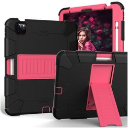 Mobigear ShieldStand iPad Air 5 (2022) Hülle Kunststoff,Silikon Backcover + Stifthalter + Ständer - Schwarz / Pink
