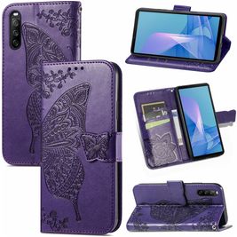 Mobigear Butterfly Sony Xperia 10 III Hülle Klapphülle Geldbörse - Lila