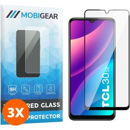 Mobigear Premium TCL 30 SE Panzerglas Gehärtetes Glas Displayschutz - Hüllenfreundlich - Schwarz (3er Pack)