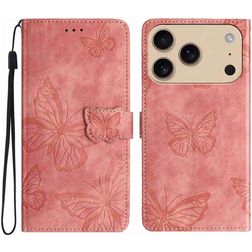 Mobigear Butterfly iPhone 17 Pro Hülle Klapphülle Geldbörse - Pink