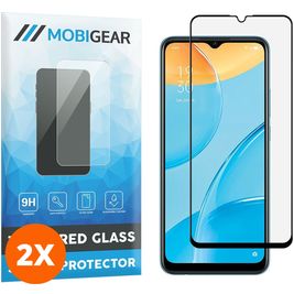 Mobigear Premium OPPO A15 Panzerglas Gehärtetes Glas Displayschutz - Hüllenfreundlich - Schwarz (2er Pack)