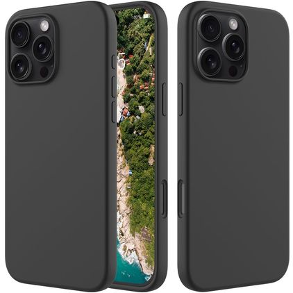 Mobigear Rubber Touch iPhone 16 Pro Silikon Hülle Backcover - Schwarz