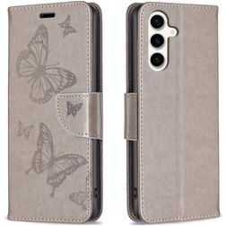 Mobigear Butterfly Samsung Galaxy S23 FE Hülle Klapphülle Geldbörse - Grau