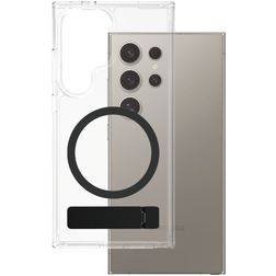 CARE by PanzerGlass Feature Case Samsung Galaxy S25 Ultra MagSafe Hülle Hardcase Backcover Stoßfest mit Ständer - Transparent / Schwarz