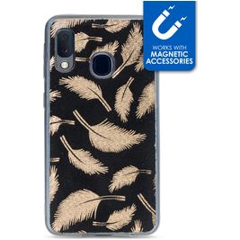 My Style Magneta Samsung Galaxy A20e Hülle Flexibles TPU Backcover - Golden Feathers