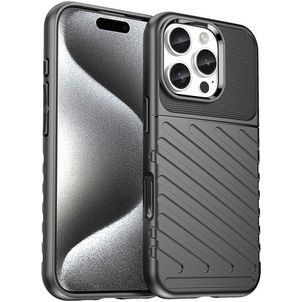 Mobigear Groove iPhone 16 Pro Hülle Flexibles TPU Backcover - Schwarz