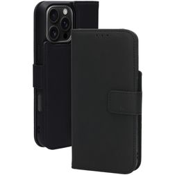 Mobiparts iPhone 16 Pro Max MagSafe Hülle Echtes Leder Abnehmbare 2in1 Klapphülle Geldbörse - Schwarz