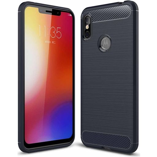 Mobigear Brushed Slim Motorola One Power Hülle Flexibles TPU Backcover - Blau