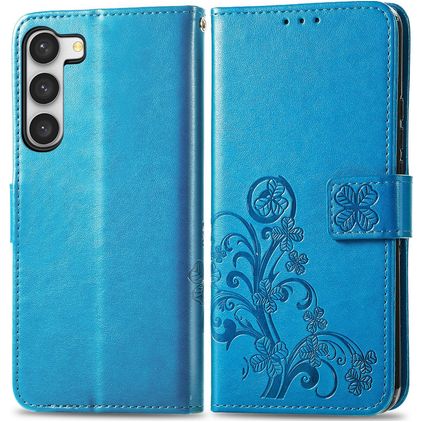 Mobigear Clover Samsung Galaxy A14 Hülle Klapphülle Geldbörse - Blau