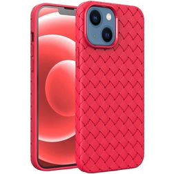 Mobigear Woven iPhone 14 Plus Hülle Flexibles TPU Backcover - Rot