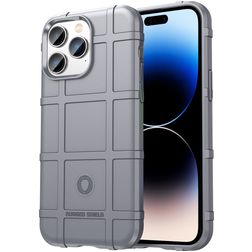 Mobigear Rugged Shield iPhone 14 Pro Max Hülle Flexibles TPU Backcover Stoßfest - Grau