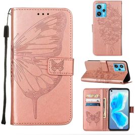 Mobigear Butterfly Realme 9 Pro Plus Hülle Klapphülle Geldbörse - Roségold