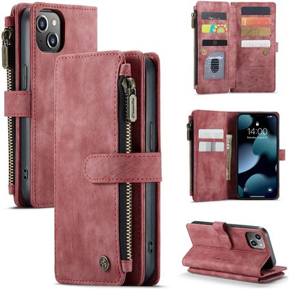 Caseme C30 iPhone 13 Hülle Klapphülle Geldbörse - Rot
