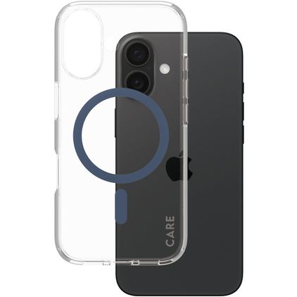 CARE by PanzerGlass Flagship iPhone 16 MagSafe Hülle Hardcase Backcover - Transparent / Blau