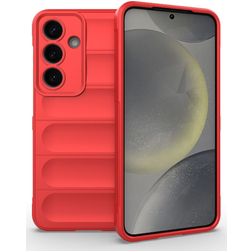 Mobigear Bumpy Samsung Galaxy S25 Hülle Flexibles TPU Backcover - Rot
