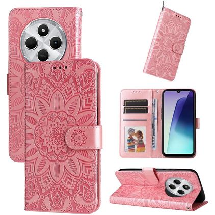 Mobigear Sunflower Xiaomi Redmi 14C Hülle Klapphülle Geldbörse - Roségold