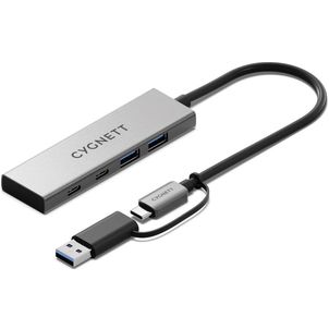 Cygnett Unite 4-in-1 USB-A / USB-C auf USB-A / USB-C Hub - Silber