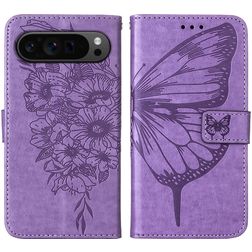 Mobigear Butterfly Google Pixel 9 Pro Hülle Klapphülle Geldbörse - Lila
