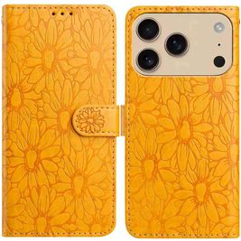 Mobigear Flowers iPhone 17 Pro Hülle Klapphülle Geldbörse - Gelb
