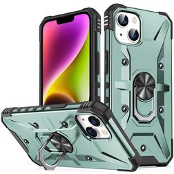 Mobigear Armor Ring iPhone 14 Plus Hülle Hardcase Backcover Stoßfest mit Ringhalter - Grün