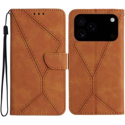 Mobigear Stitch iPhone 17 Pro Hülle Klapphülle Geldbörse - Braun