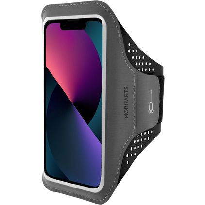 Mobiparts Comfort Fit Handyhalterung Joggen iPhone 13 Pro Sporthülle Neopren Sportarmband - Schwarz