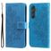 Mobigear Flowers Samsung Galaxy A55 Hülle Klapphülle Geldbörse - Blau