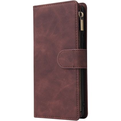 Mobigear Zipper Samsung Galaxy S10 Lite Hülle Klapphülle Geldbörse - Braun