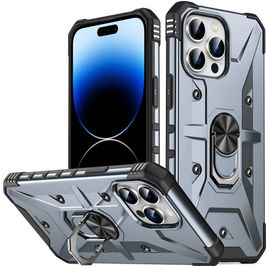 Mobigear Armor Ring iPhone 14 Pro Max Hülle Hardcase Backcover Stoßfest mit Ringhalter - Grau